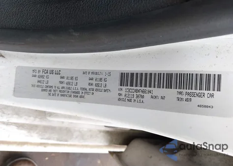 2015 Chrysler 200 Limited из США, поврежденный, VIN 1C3CCCABXFN661041